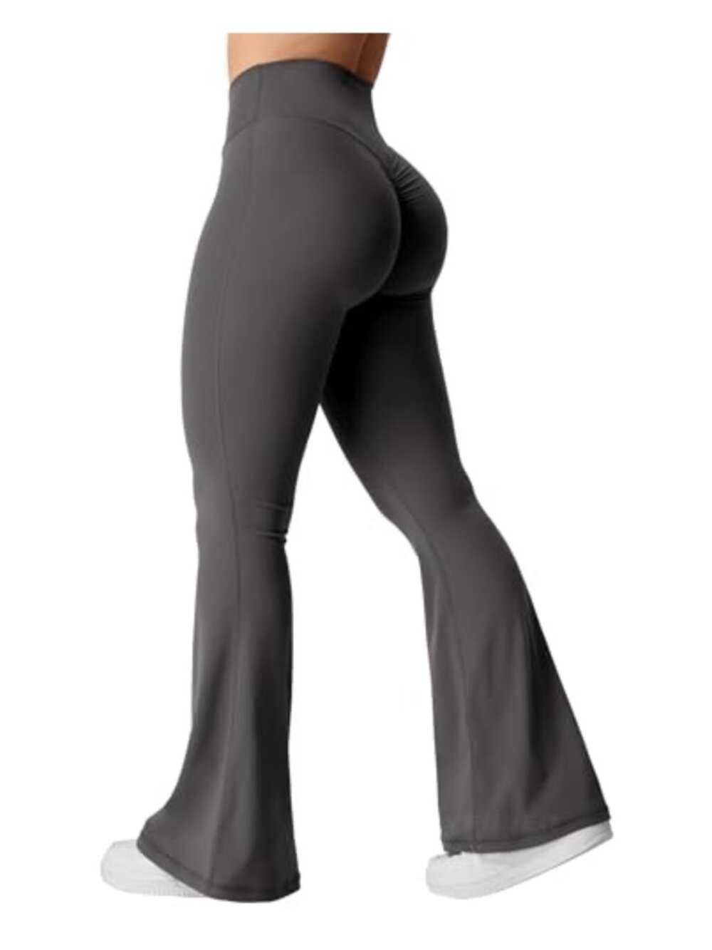 Flare Scrunch Leggings High V-Waist Tummy Control Yoga Pants Wide Leg Bell